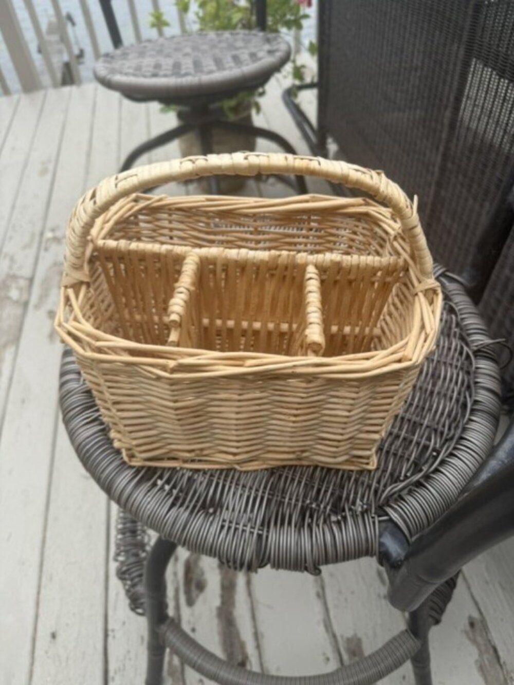 VTG Pier 1 Imports Wicker Utensil/Napkin Holder Caddy Basket